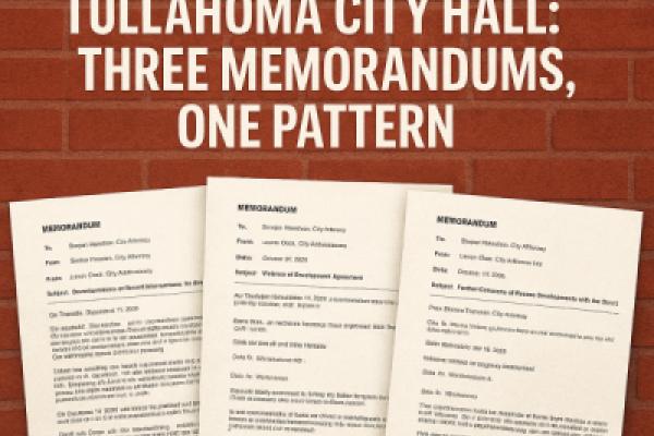 The Breakdown Inside Tullahoma City Hall: Three Memorandums, One Pattern